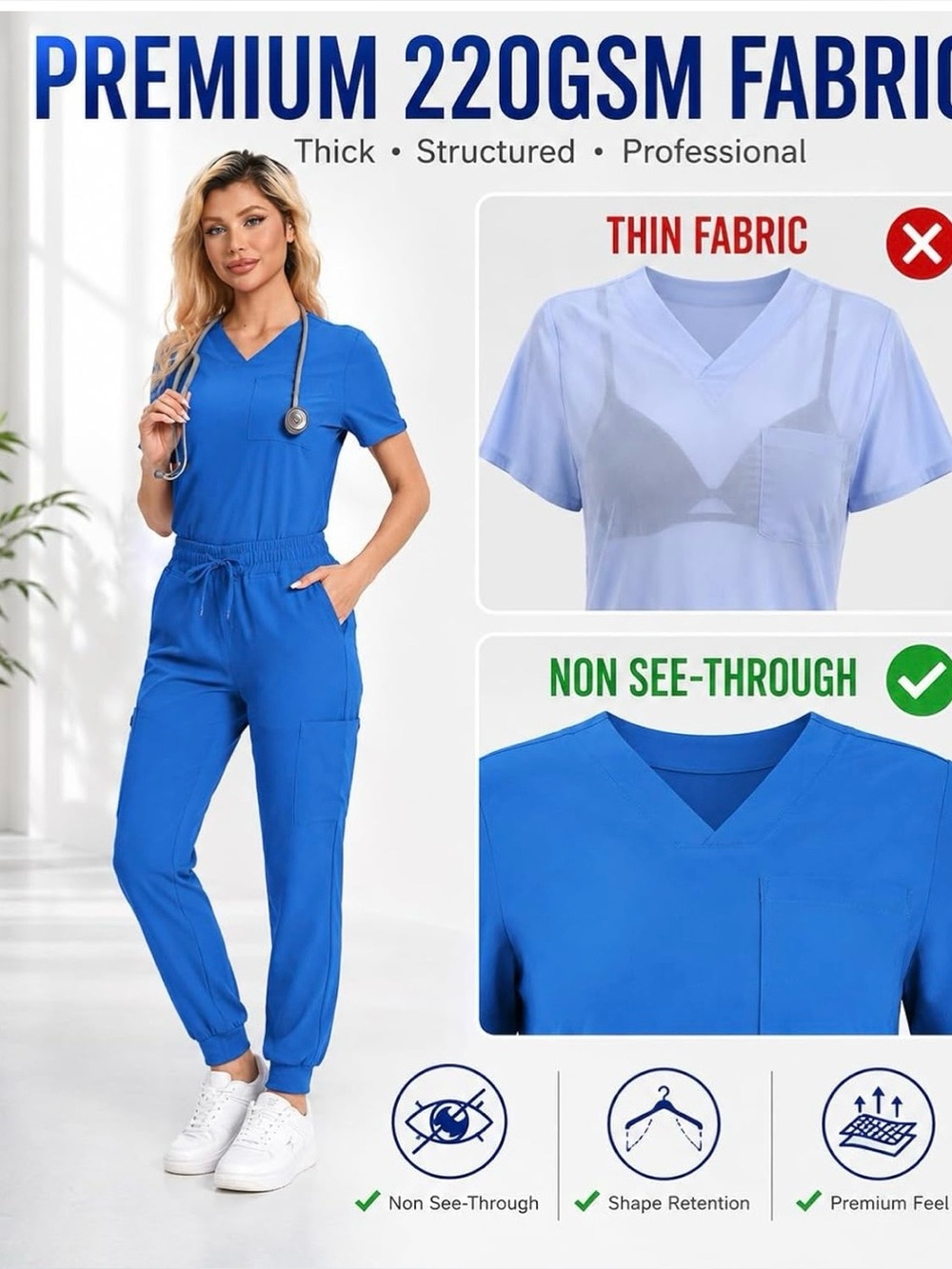 Women's Medical Scrub Jumpsuit - Electric Blue -